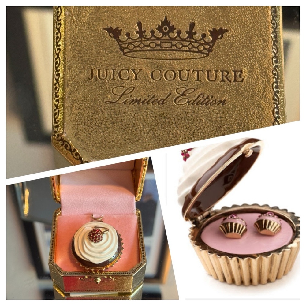 Super RARE Juicy Couture Limited Edition Cupcake Earrings 12K Gold Plated Charm
